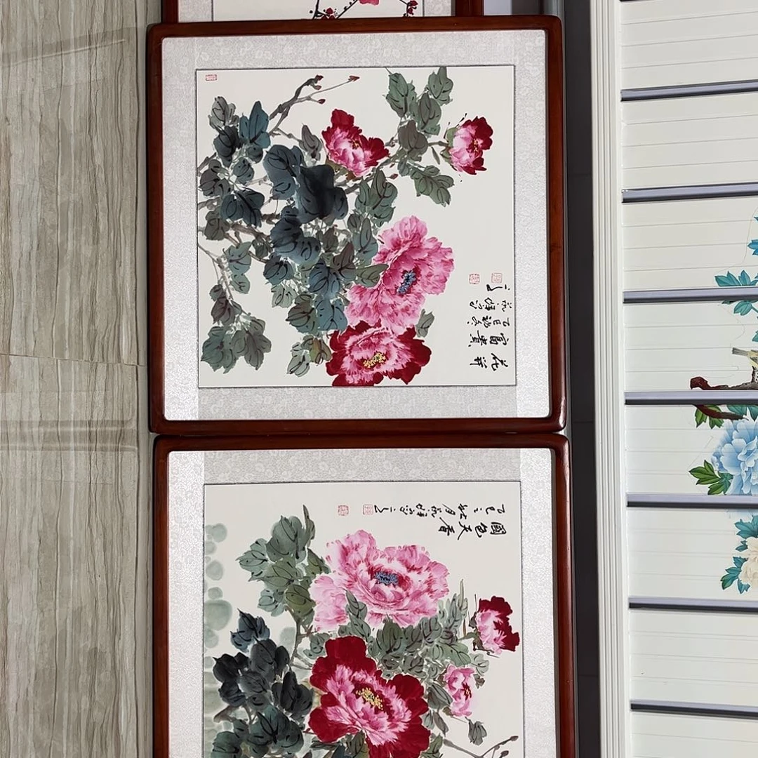 国画书画作品带框63×63