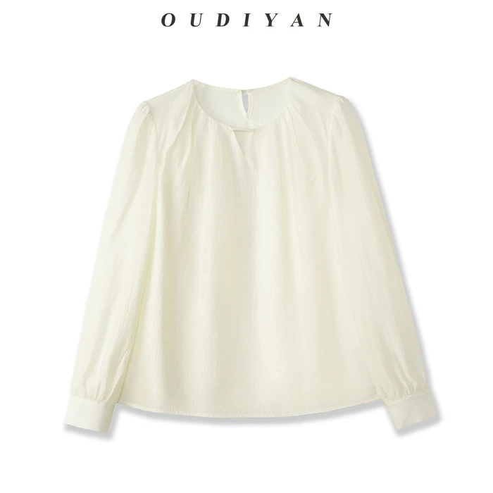 OUDIYAN | 小个子高端女装秋季新款天丝醋酸简约百搭打底上衣