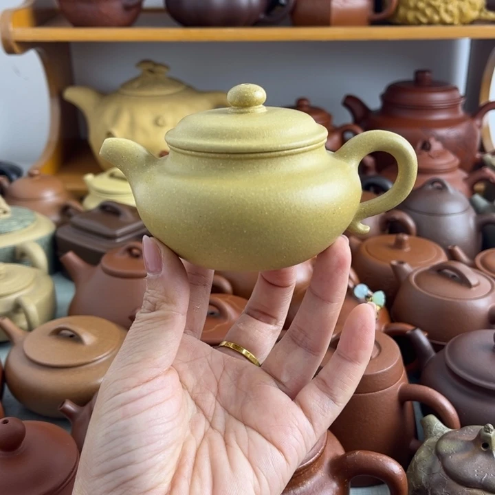 紫砂茶壶120cc本绿半手