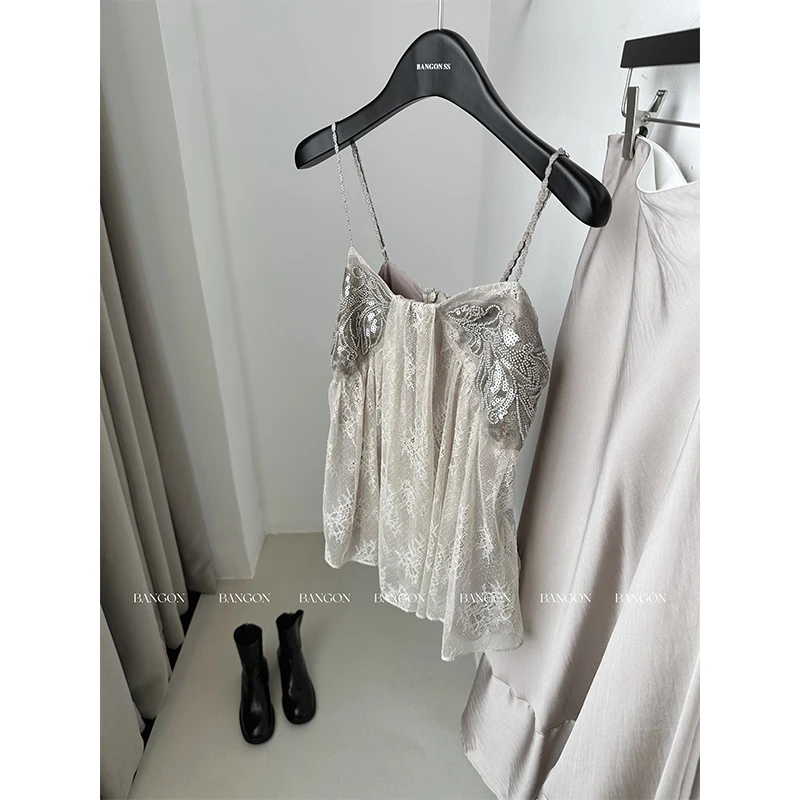 BANGON 法式吊带套装裙名媛气质高级感2025年夏季新款蕾丝两件套