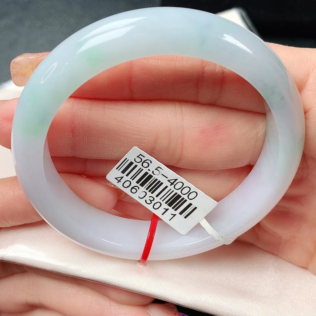 翡翠手镯未镶嵌冰飘绿正圈56圈口62号