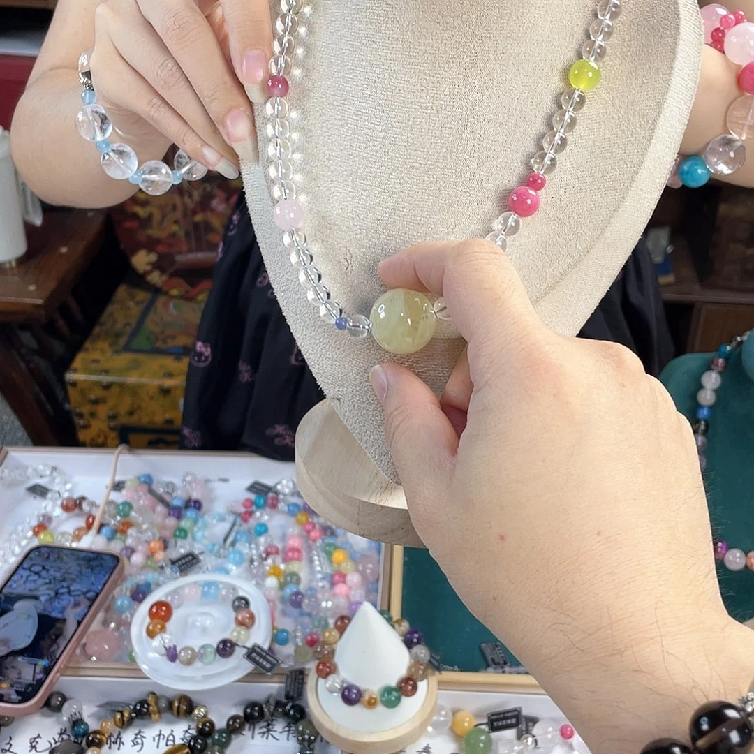 水晶手链银S925镀金镶嵌