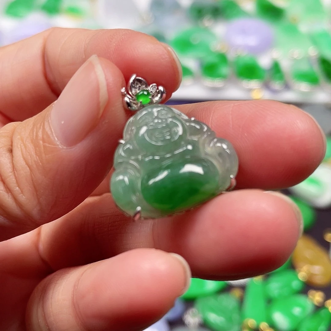 吊坠(不含链)18K金镶嵌翡翠