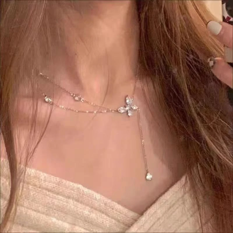 钛钢项链 甜酷闪蝴蝶项链气质百搭锁骨链女高级感S