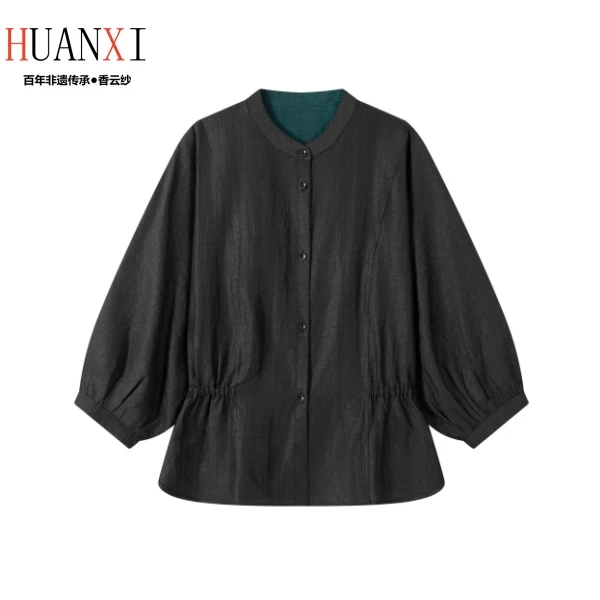 100%桑蚕丝老料龟裂纹气质简约时尚外套6327