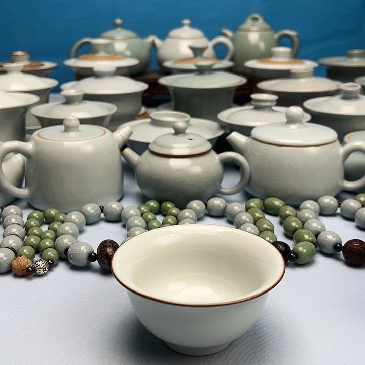 杯月白月压手杯原矿原釉原产地