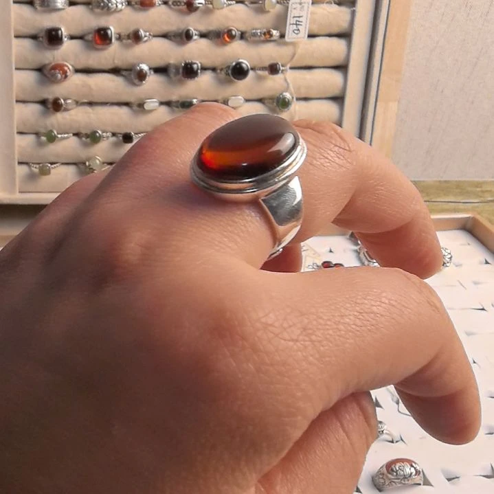 和田玉（糖玉）银S925镶嵌戒指