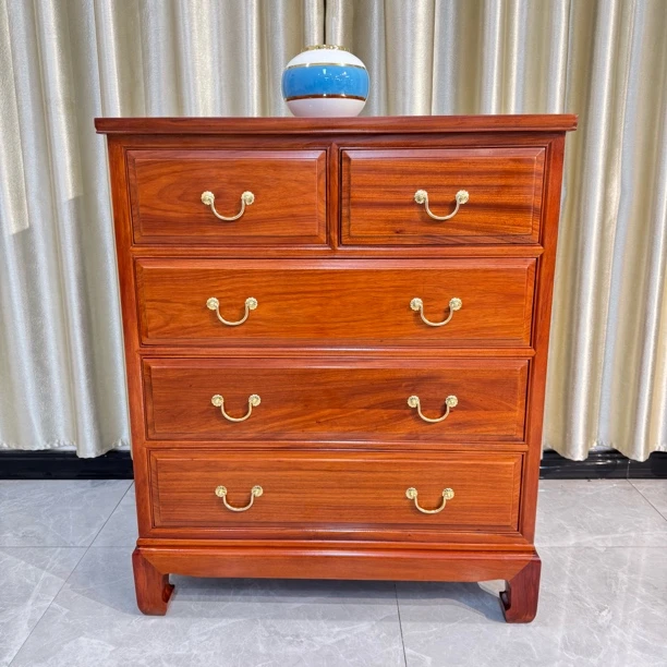 高端原木五斗柜卧室客厅多层抽屉收纳中式储物柜 尺寸88.48*106cm