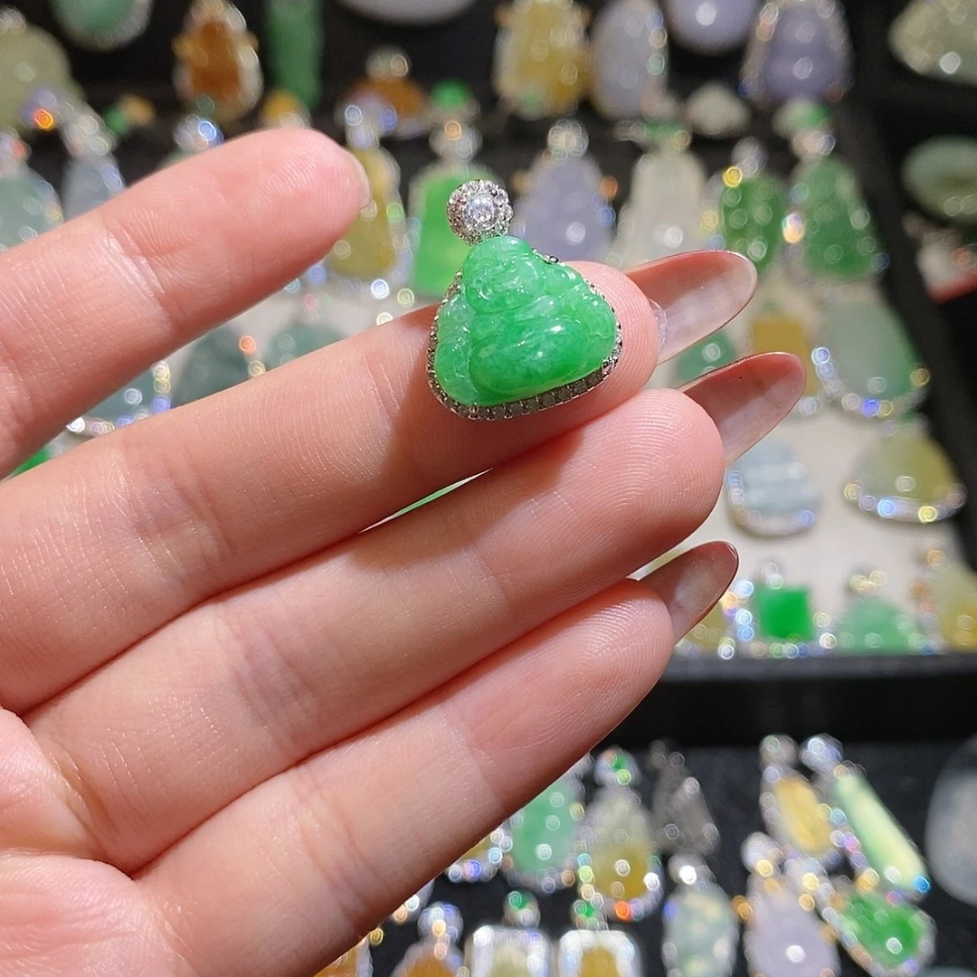 翡翠银S925镶嵌颈饰天然翡翠