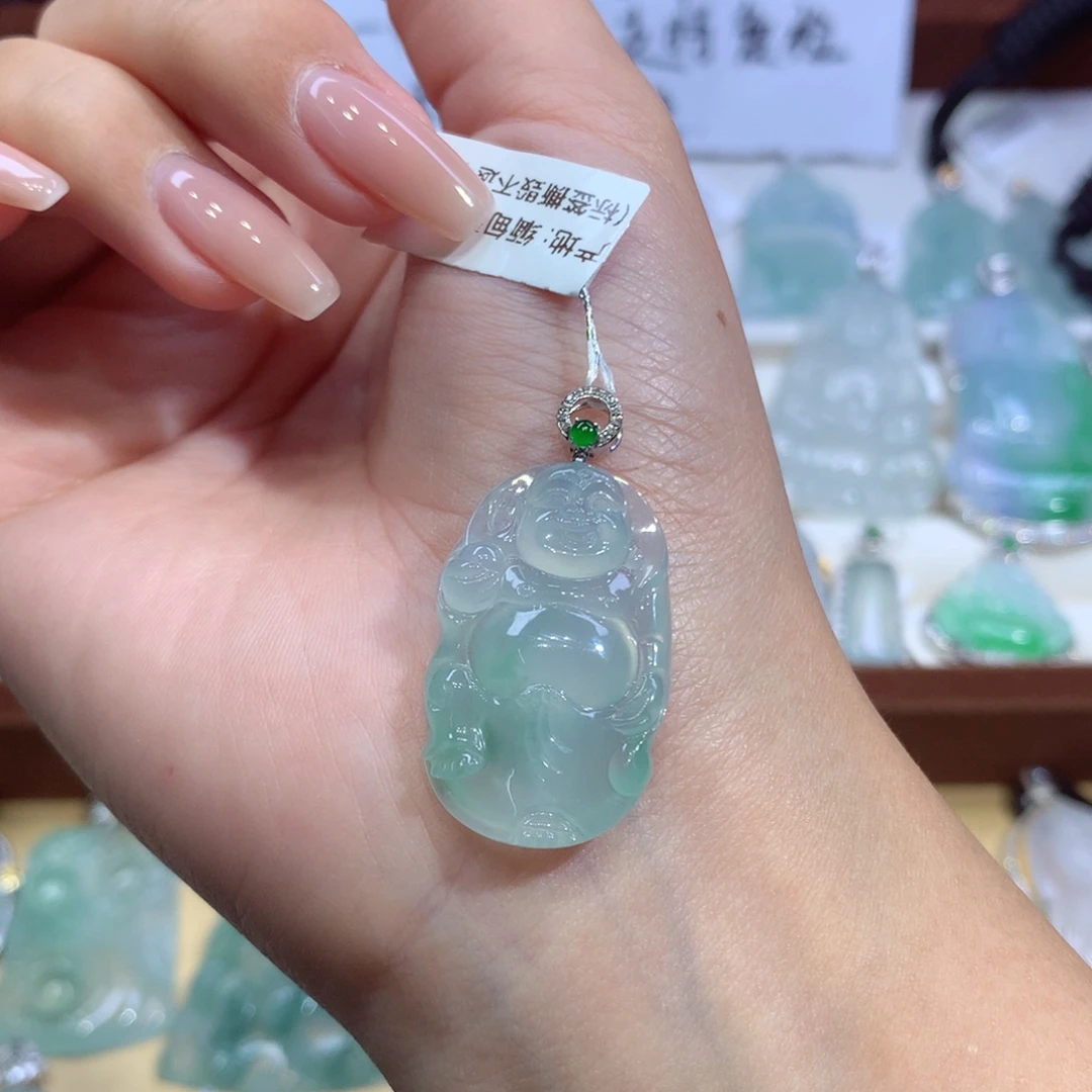 翡翠18K金镶嵌吊坠(不含链)