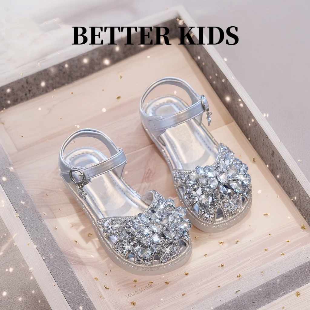BETTER KIDS/好孩子女童凉鞋夏款2025新款艾莎公主鞋软底水晶鞋