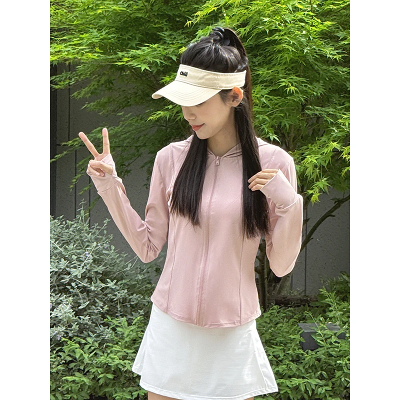 防晒衣夏季凉感长袖外套薄款户外速干修身显瘦时尚百搭连帽开衫