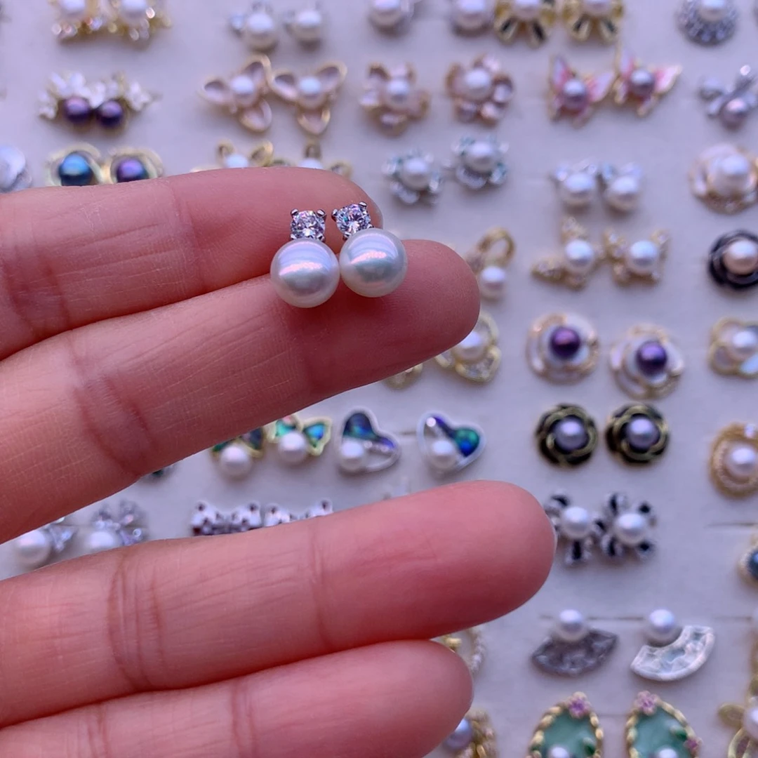 淡水珍珠耳饰合金