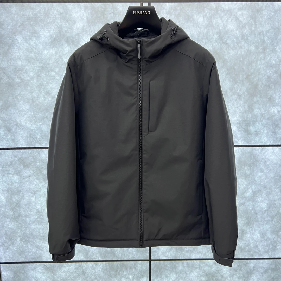 【P】{棉服}2025黑色运动休闲商务时尚连帽棉服FL2518