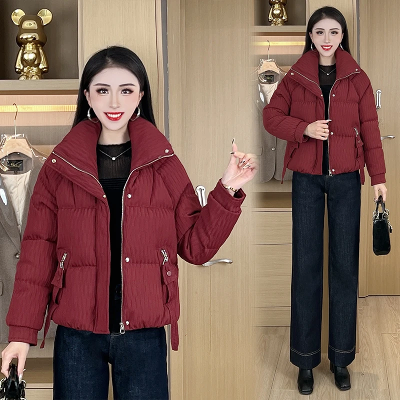 女士立领加厚保暖洋气时尚2024冬季新款棉服外套韩版#2F095