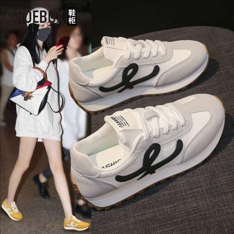 达芙妮鞋柜踩屎感厚底德训鞋女2025秋季新款休闲时尚小白运动鞋