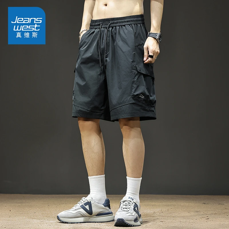Jeanswest/真维斯潮牌休闲短裤男士夏季薄款宽松运动冰丝五分中裤