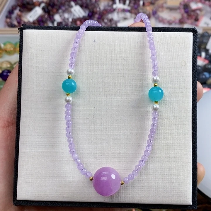 未镶嵌手链水晶紫锂辉锁骨链，福利品