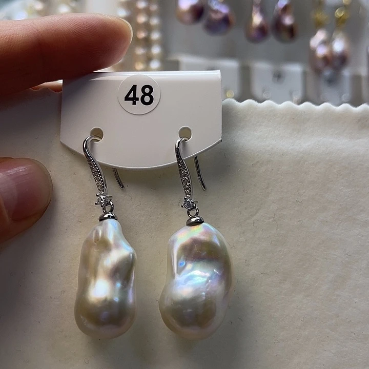 淡水珍珠耳饰银S925镶嵌