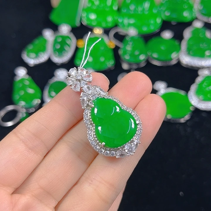 翡翠银S925镶嵌吊坠(不含链)