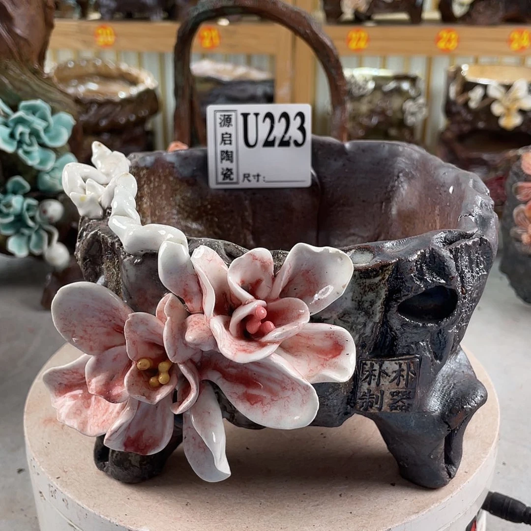 紫砂花盆景德镇陶瓷花盆223