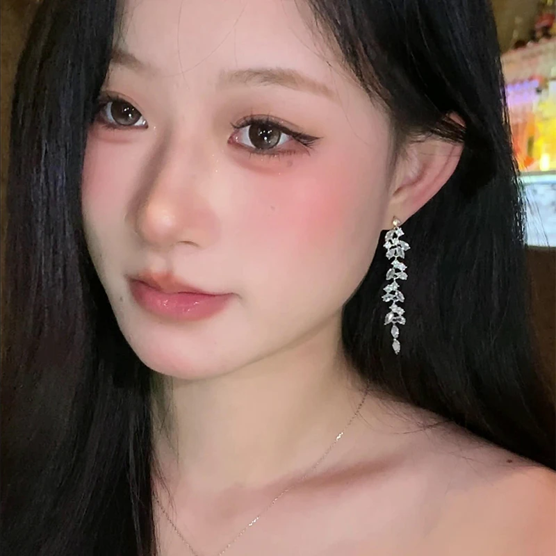 铜合金耳饰 百搭流苏水钻耳环耳坠个性设计耳钉时尚耳饰