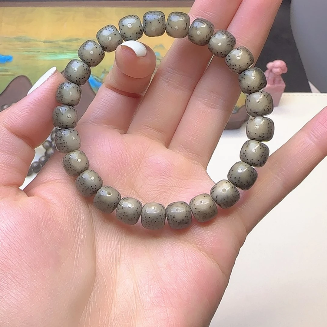 星月菩提手串石玉糯冰玉化大留白黄金瞳9×8