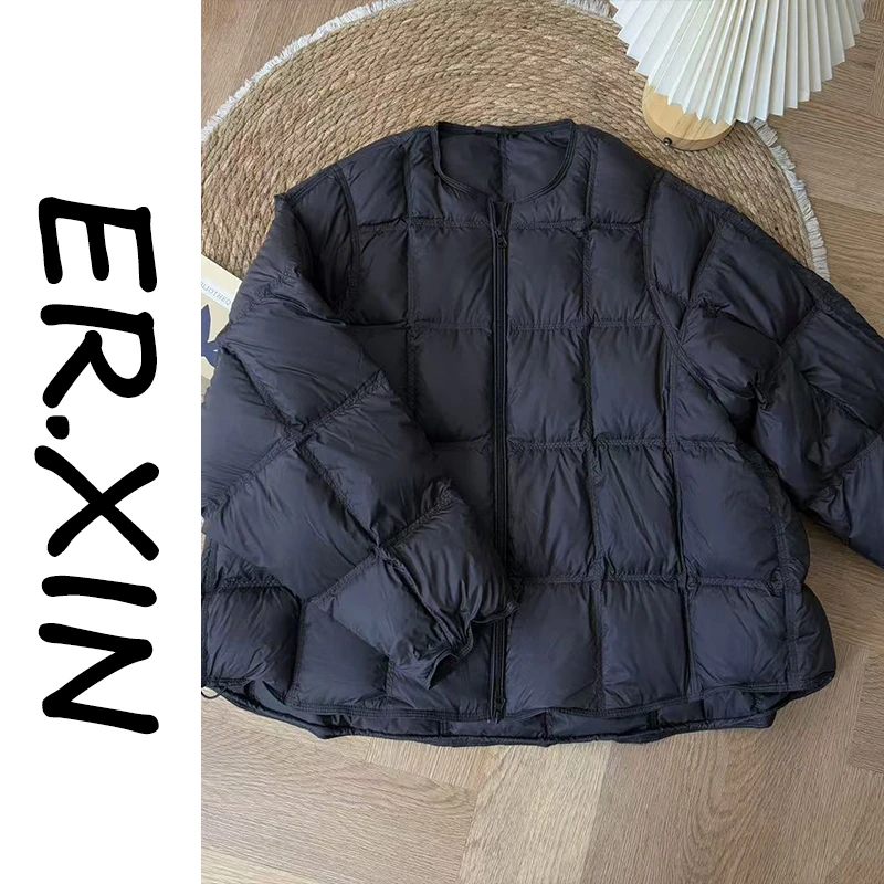 ER.XIN-“暖方块”高定款 行线方块格羽绒服 韩系定制款