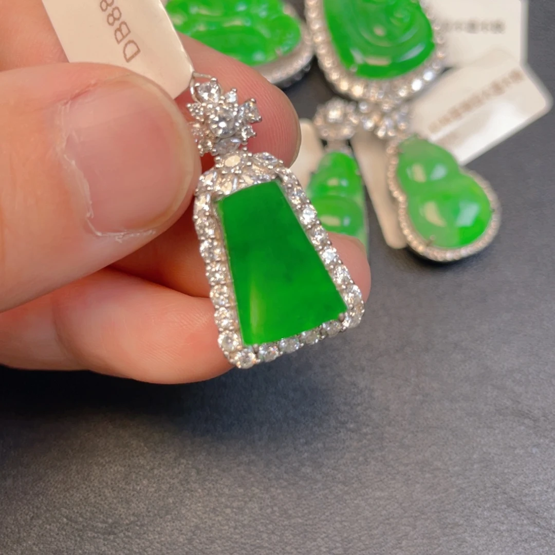 翡翠银S925镶嵌吊坠(不含链)