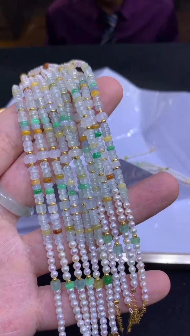 【逍遥】天然A货翡翠翡翠三彩算盘珠手链*2355/01/多样性发/1件