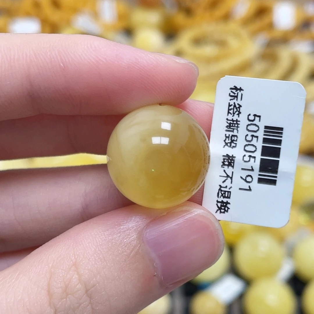 蜜蜡未镶嵌珠宝奇石圆珠浓蜜半山水17.4m m
