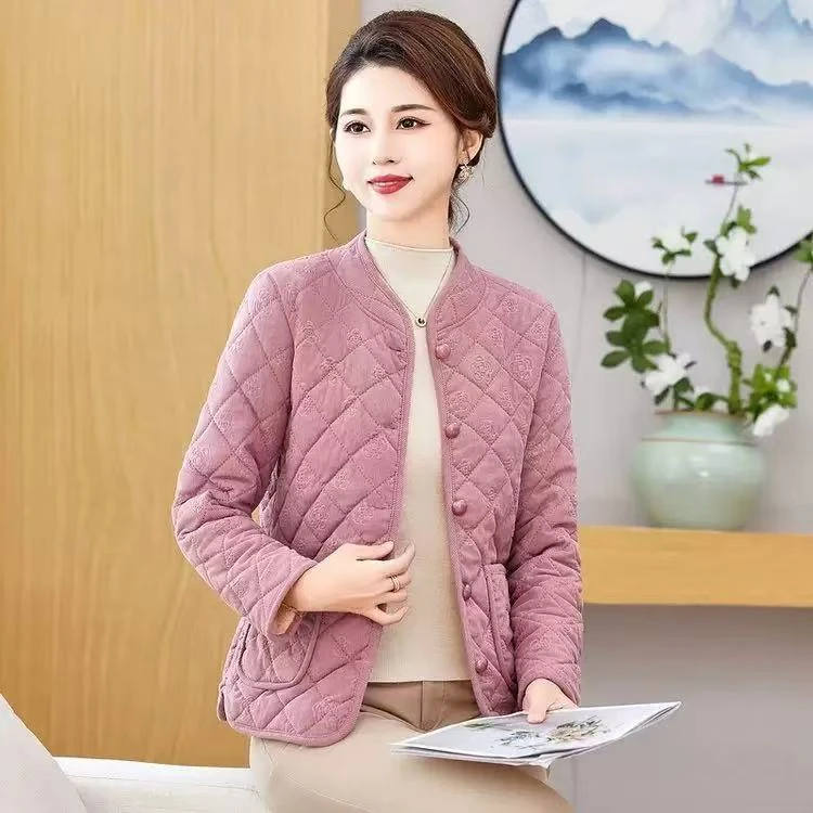 中年妈妈秋冬外套加绒保暖棉服