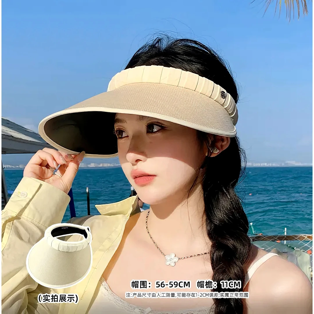 【京妮儿推荐】夏季个性双层草席空顶帽户外度假防紫外线遮阳帽2028