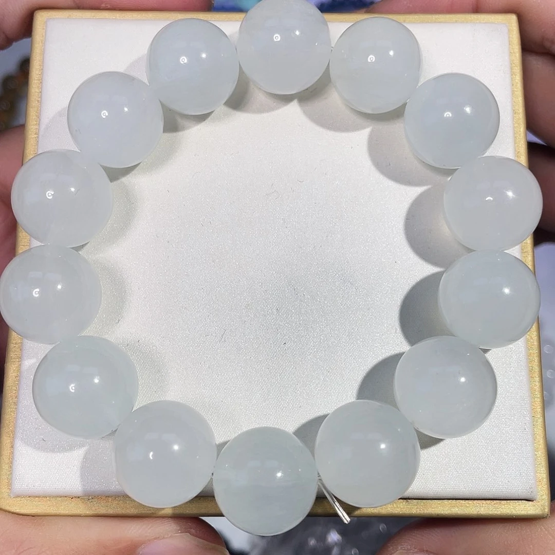 未镶嵌手串水晶16mm兔毛拉丝白萤石