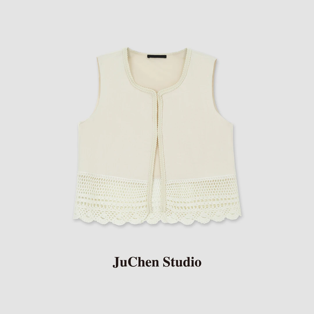 “钩花梦境”浪漫南法手作镂空钩花轻薄外搭拼接马甲 SS123418