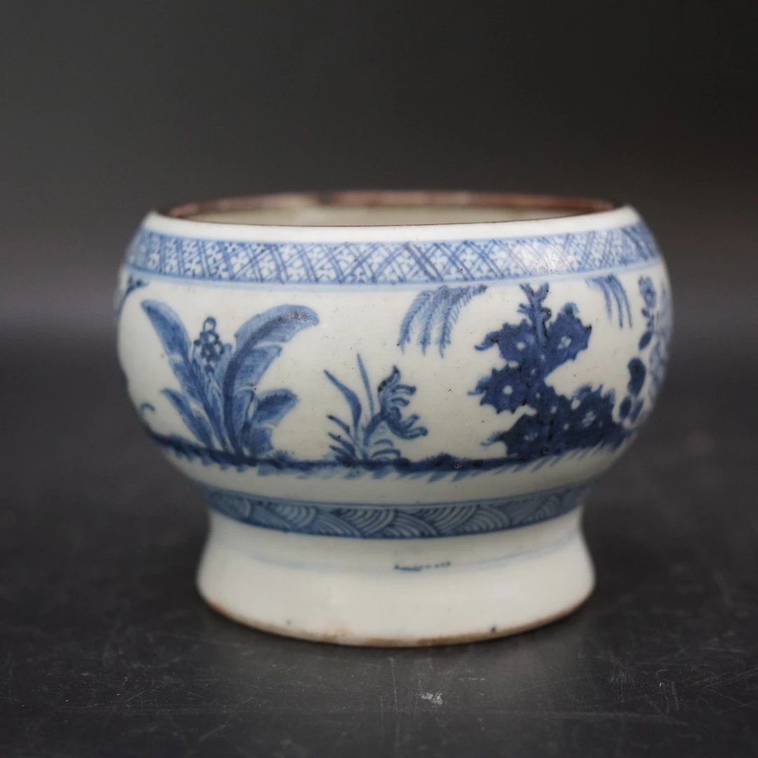 Lot.25090570清顺治渔家乐青花钵 高：约8.8cm直径：约10.5cm