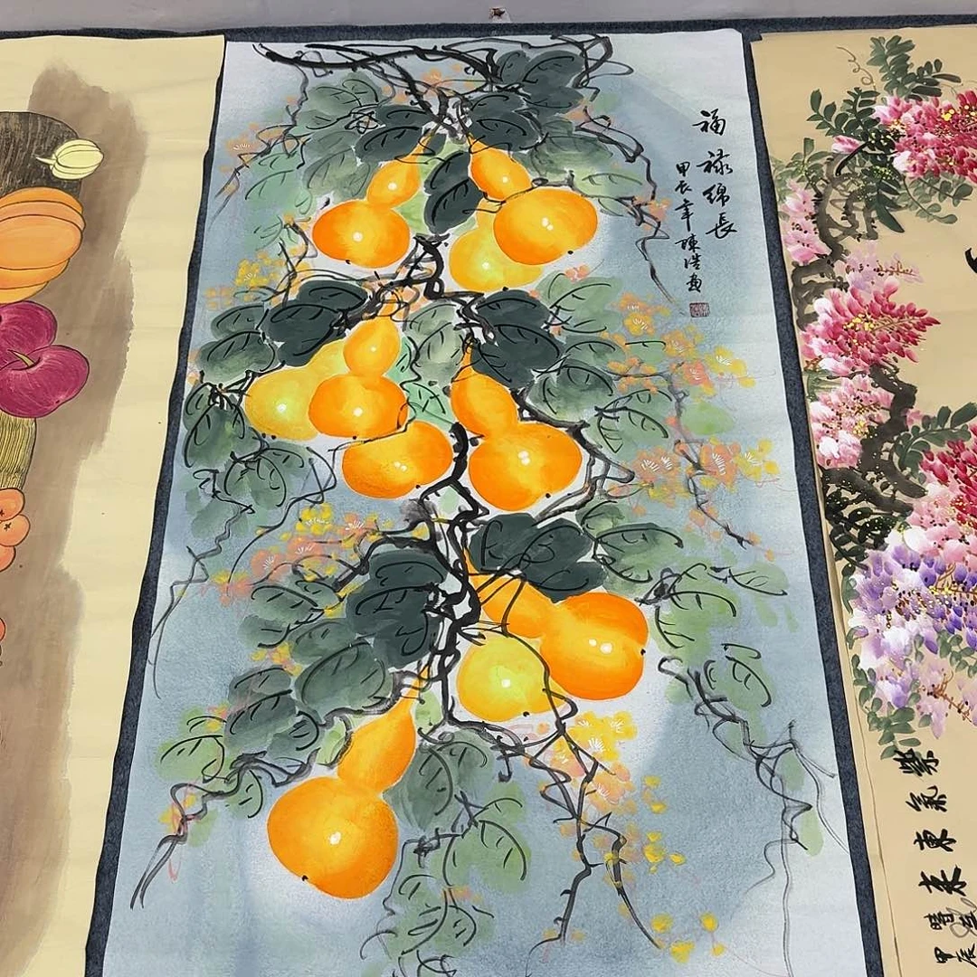 国画四尺尺寸70X140纯手绘作品