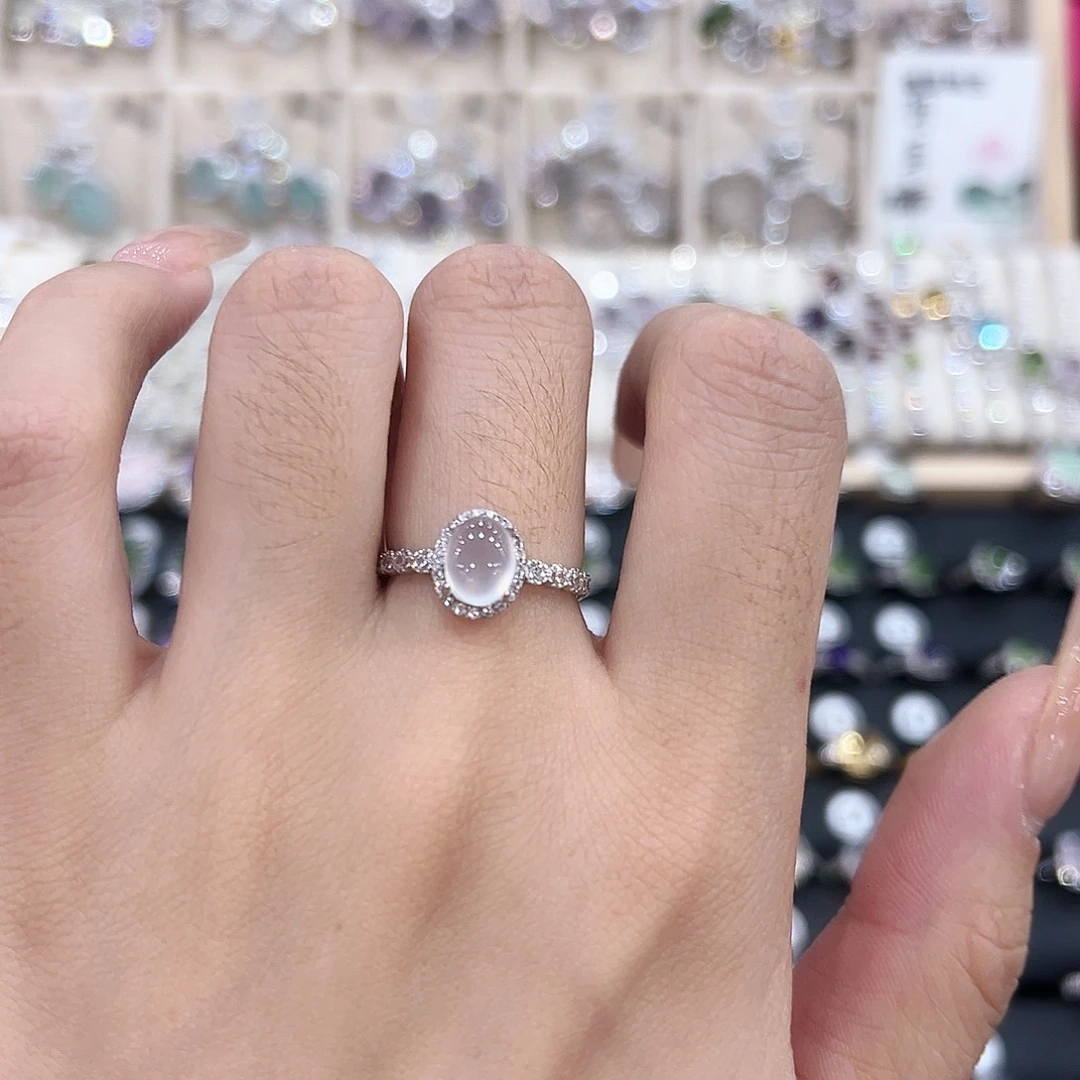 岫玉银S925镶嵌戒指