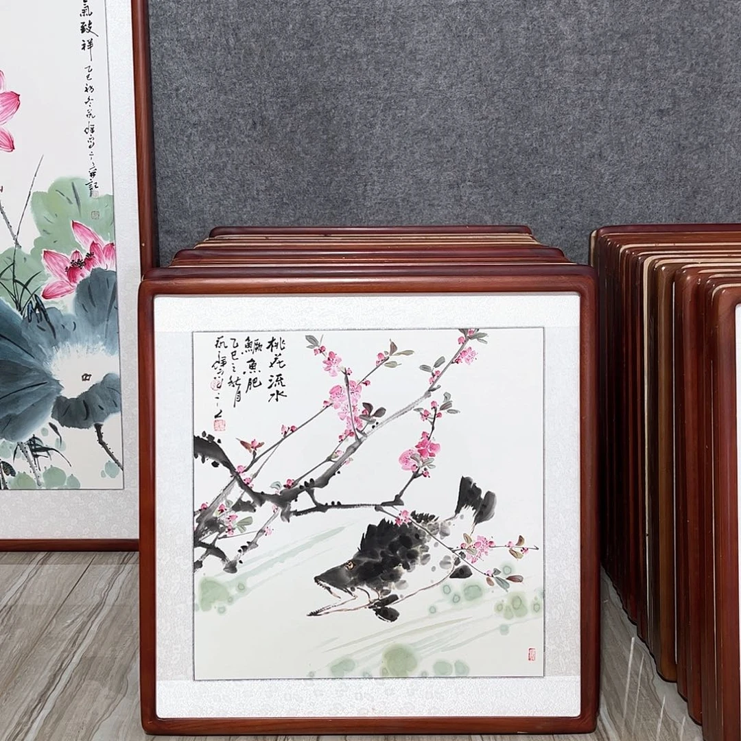 国画书画作品带框63×63
