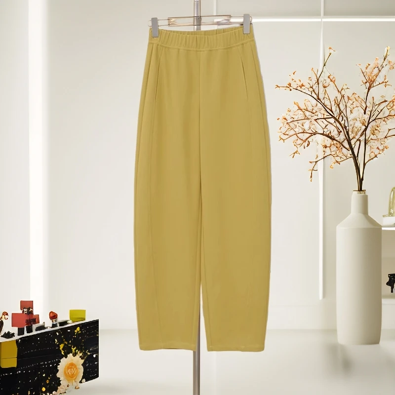 高端云柔梧桐女卫裤2025年夏季新款高腰休闲弯刀香蕉镰刀裤女