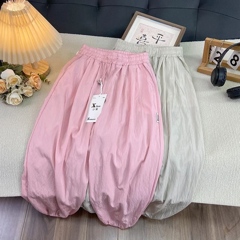 佑妈家童装 女童新款长裤 儿童薄款防蚊裤 宽松夏款裤子