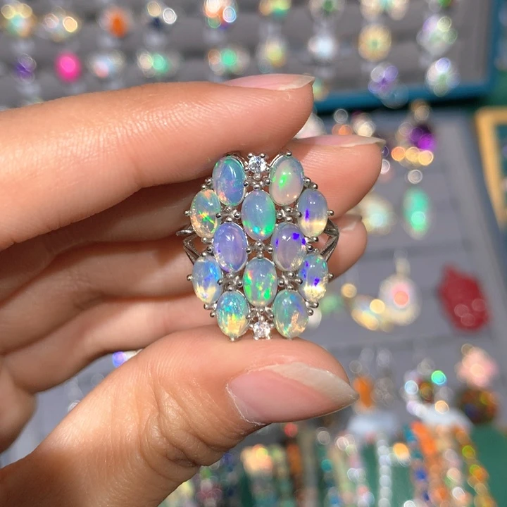 欧泊银S925镶嵌戒指z欧泊