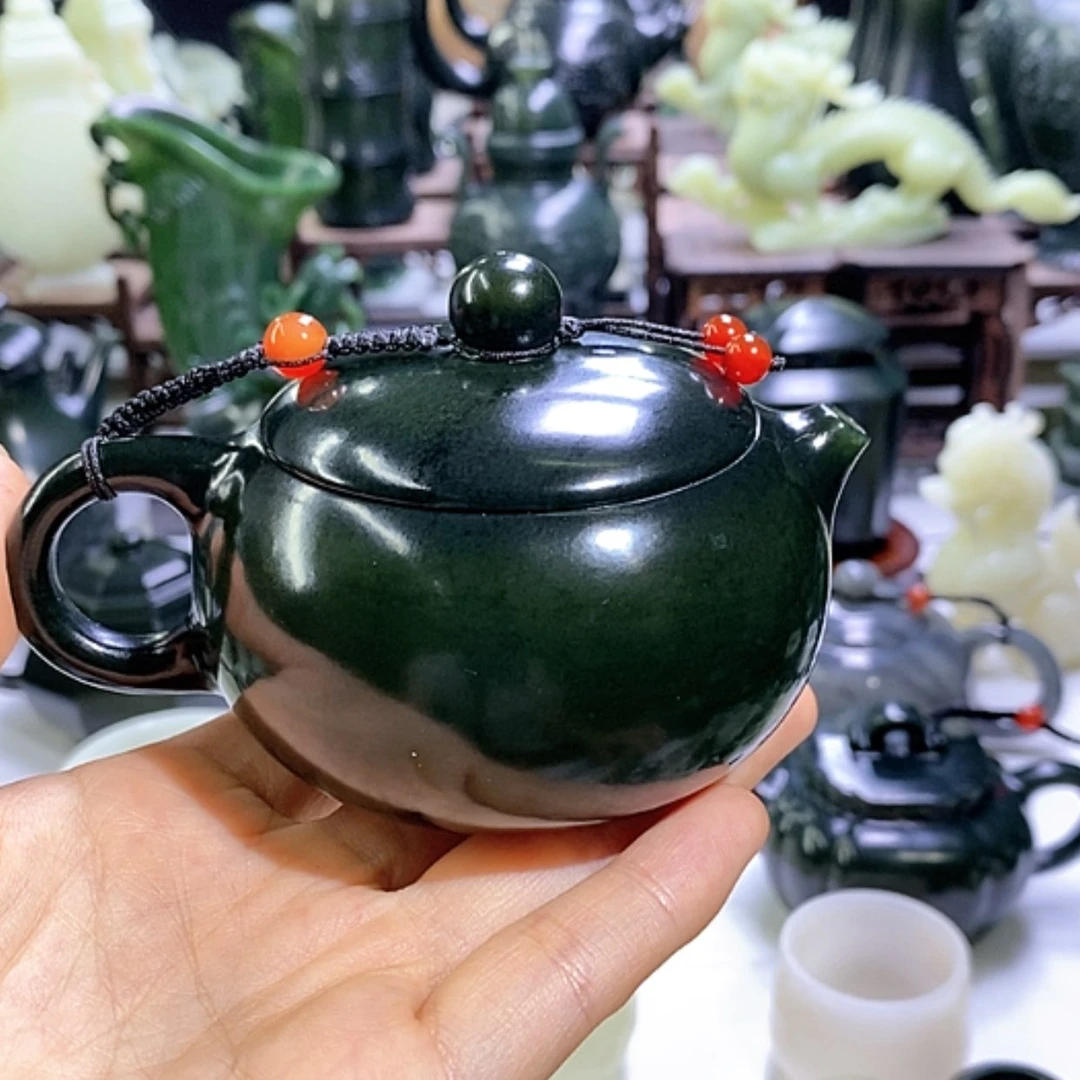 【闪购商品】和田玉未镶嵌摆件跃**原西施壶
