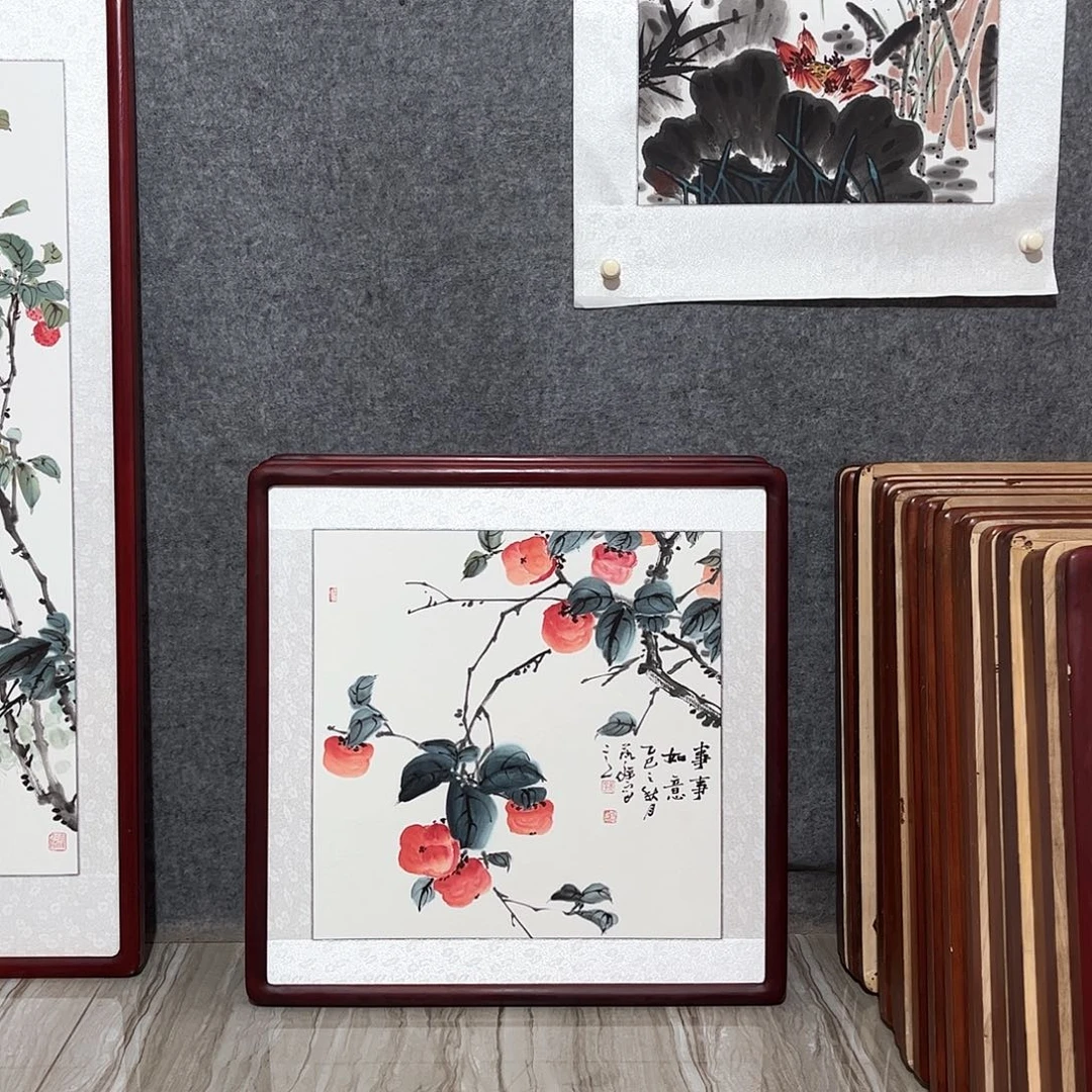 国画书画作品带框63×63