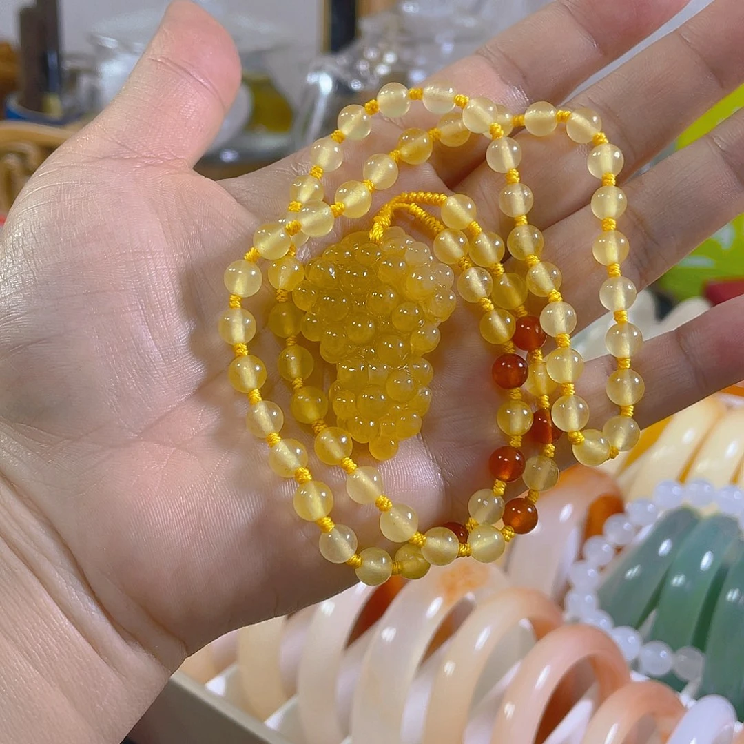 和***尘合金手串石英质玉（金丝玉）