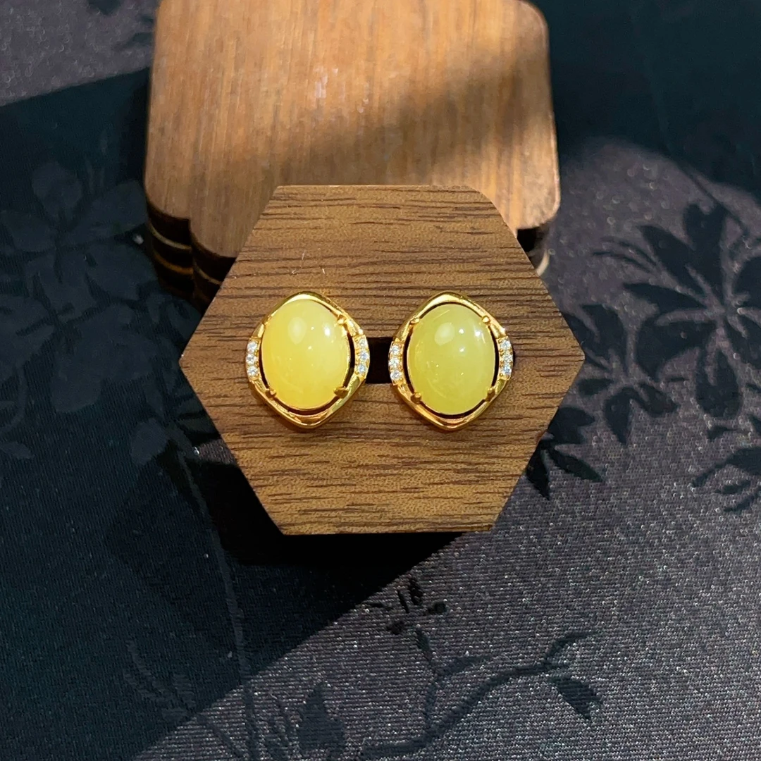 【瑶瑶专属】S925和田玉蛋面耳钉 10*7*4 SP2385