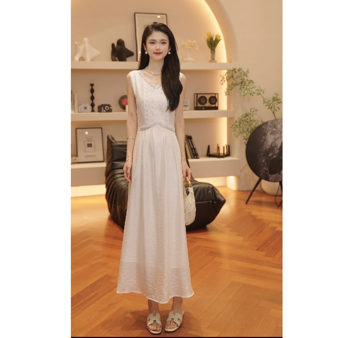 THE MENG【玲珑】天丝凉感时尚气质百搭显瘦V领连衣裙#M253G0786
