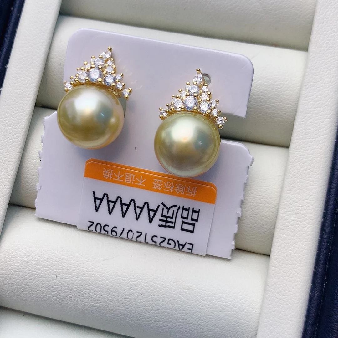 海水珍珠耳饰银S925镶嵌W46