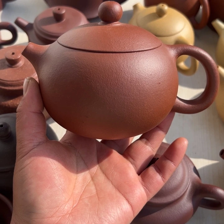 紫砂茶壶红降坡半手工瑕疵400cc