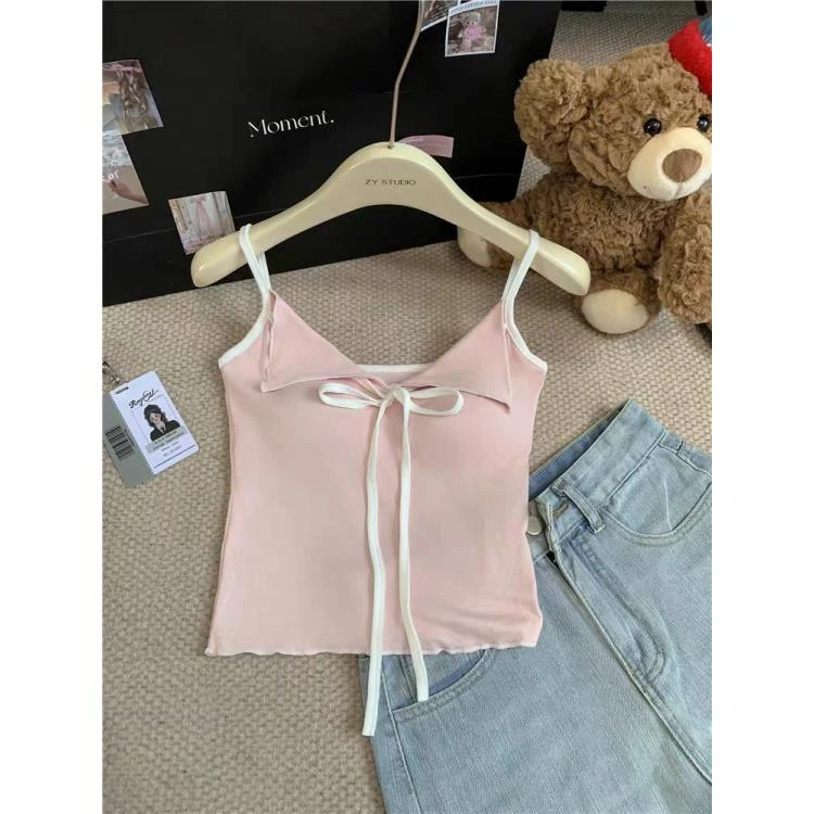 简约简约通勤吊带背心百搭时尚甜美套装无袖夏季美背外穿韩版